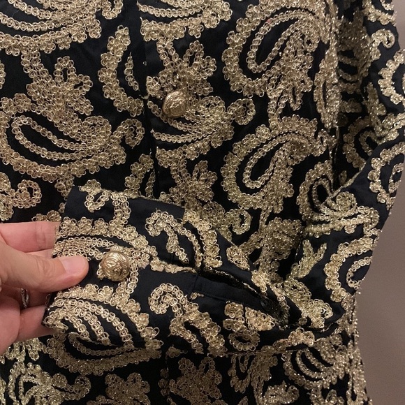 BARABAS Women’s Button Down Shirt Gold Paisley Embroidered Size S - Picture 4 of 10